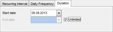 Backup Database - Setting schedule options - Duration