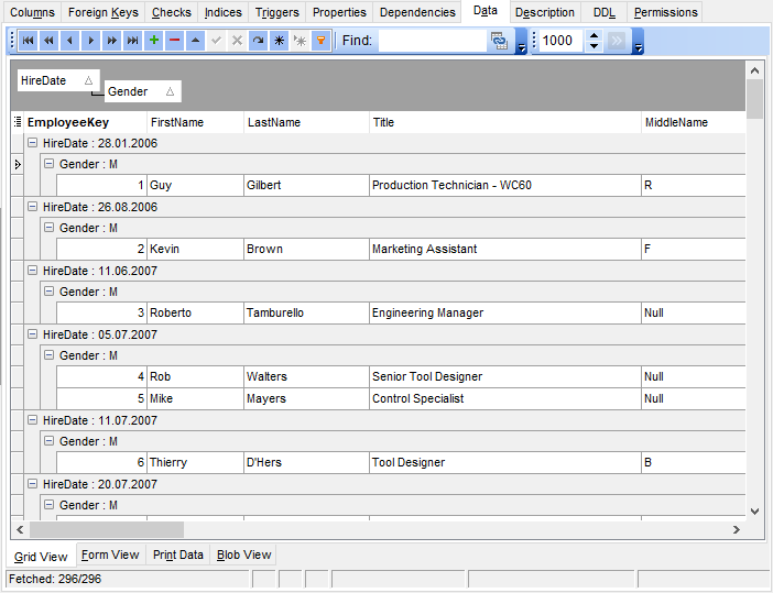 Data View - Grid View - Grouping data by two columns