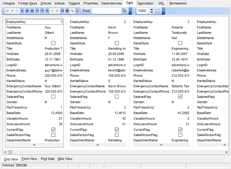 Data View - Grid View - Working in card view mode