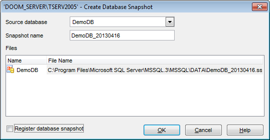 Database Snapshots - Database snapshot properties