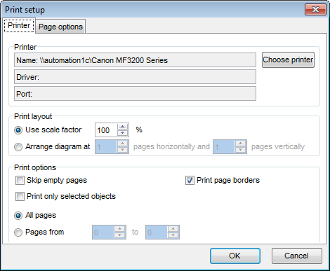 Database tools - VDBD - Print Setup - Printer