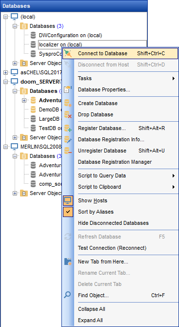 DB Explorer - Connecting to databases