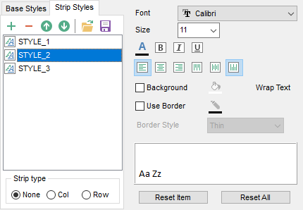 Export Data - Format-specific options - Excel 2007 - Strip Styles