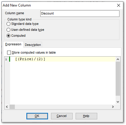 Field Editor - Setting field name and type - Computed