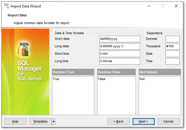 Import Data - Adjusting data formats