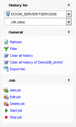 Job History - Viewing job history - Using Navigation bar