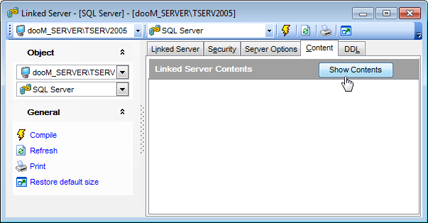 Linked Server Editor - Browsing content