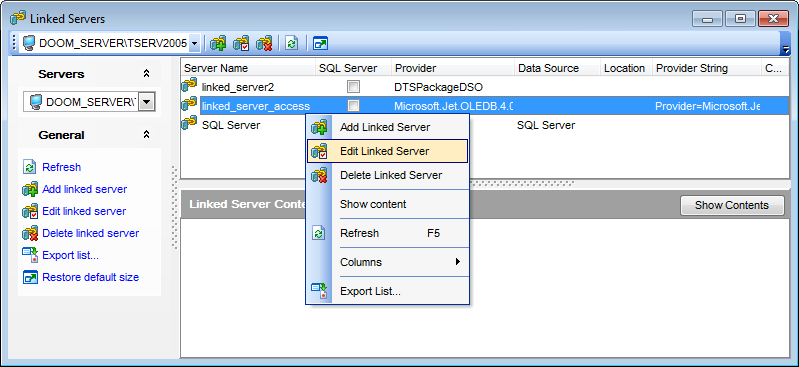 Linked Servers - Linked servers manager