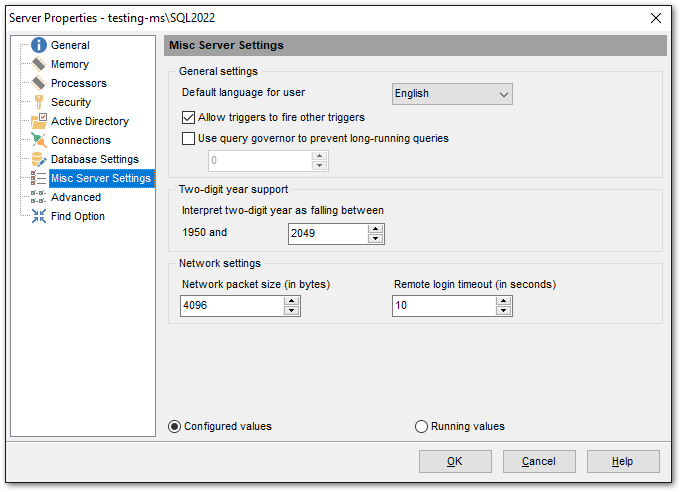 Server Properties - Misc Server Settings