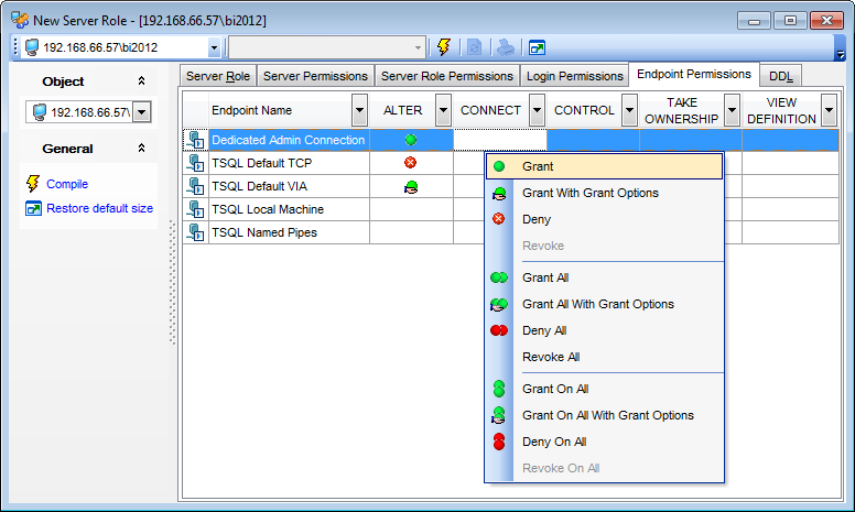 Server Role Editor - Defining endpoint permissions