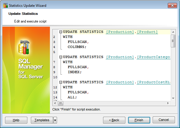 Statistics Update - Editing and executing the result script