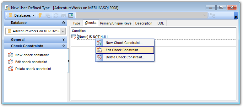 UDT Editor - Managing UDT checks