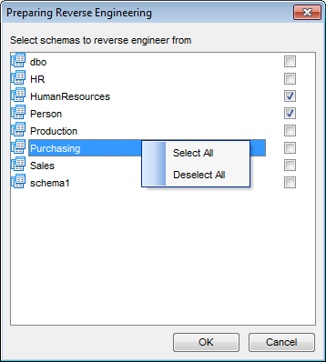 VDBD - Reverse engineering - Select schema