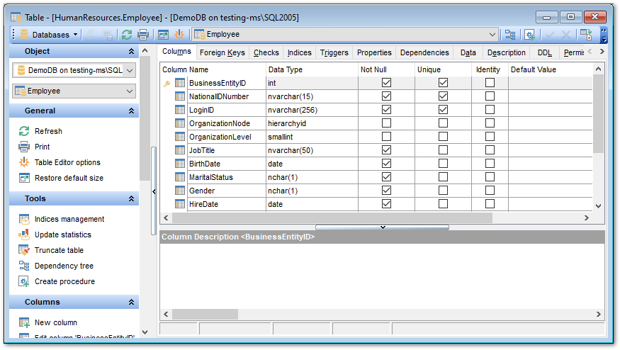 View Editor - Viewing fields