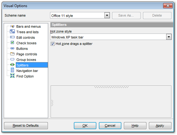 Visual Options - Splitters