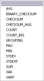 Visual Query Builder - AggregateFunction menu