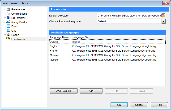 hs4119 - Environment Options - Localization