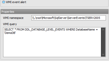 Alert Editor - Setting WMI alert properties