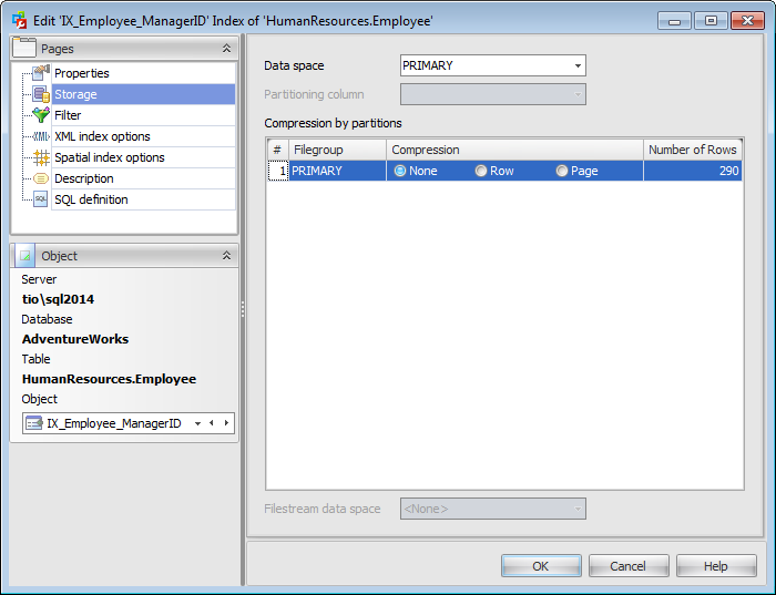 Index Editor - Storage