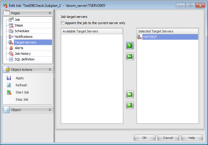Job Editor - Managing target servers