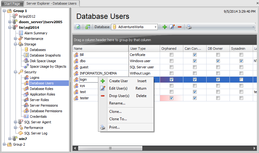 Security - Database users