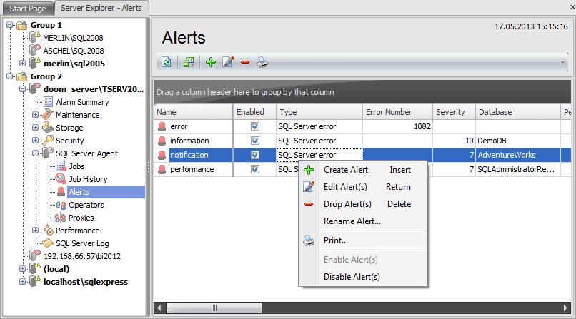 SQL Server Agent - Alerts