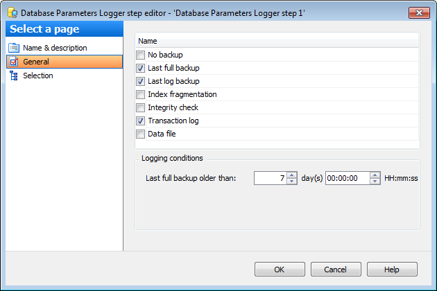 Editing Service task template - Server Params Logger - General