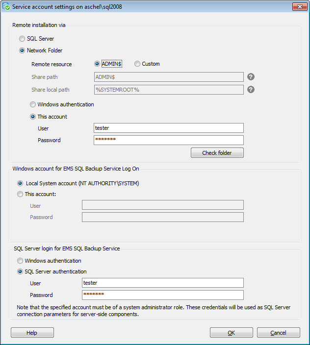 Multiple server-side components updater - Settings