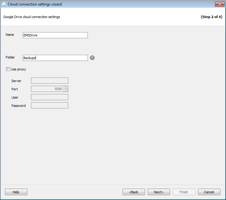 Options - Cloud connections - Wizard - GoogleDrive