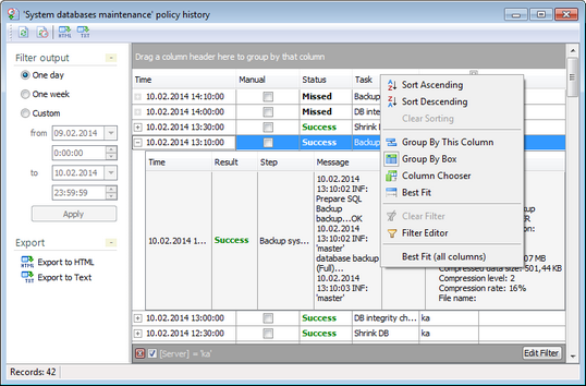 Policy History Viewer