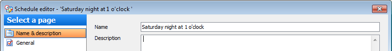 Schedule template - Schedule editor - NameDescription