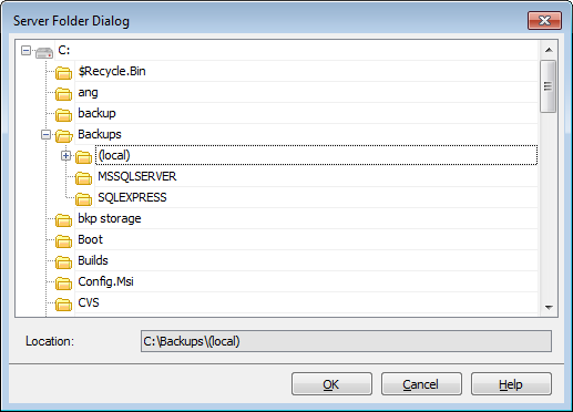 Server folder dialog