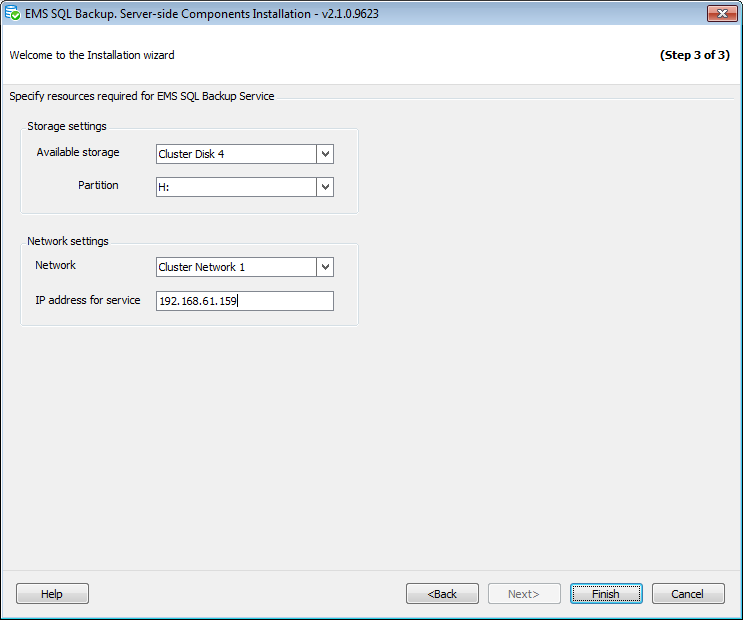 Stand-alone installer - Cluster settings
