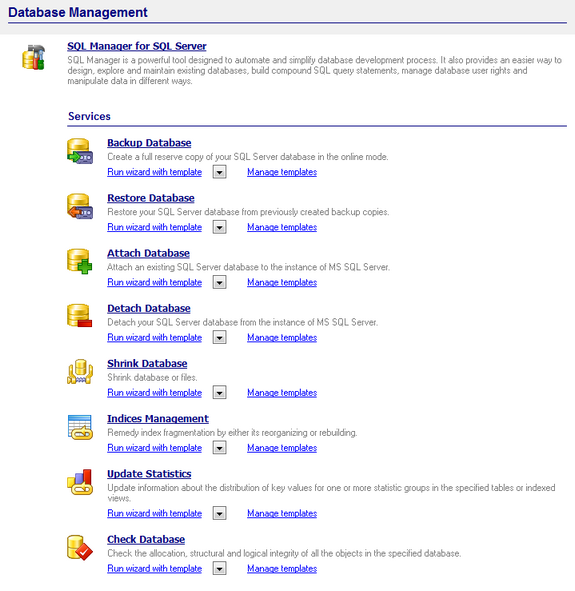 Database Management - Desktop Panel