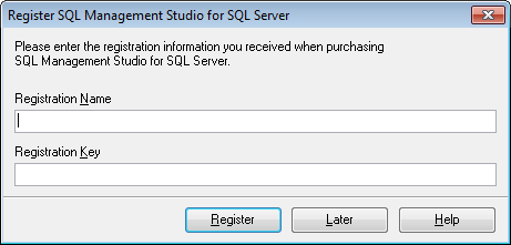 Welcome to SQL Studio - Register product