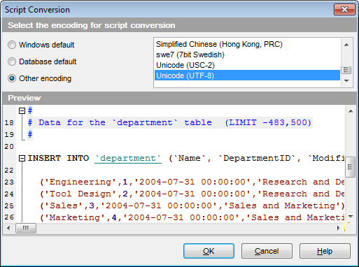 Appendix - Script conversion