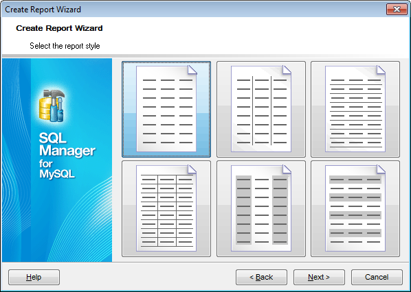 Create Report - Selecting report style