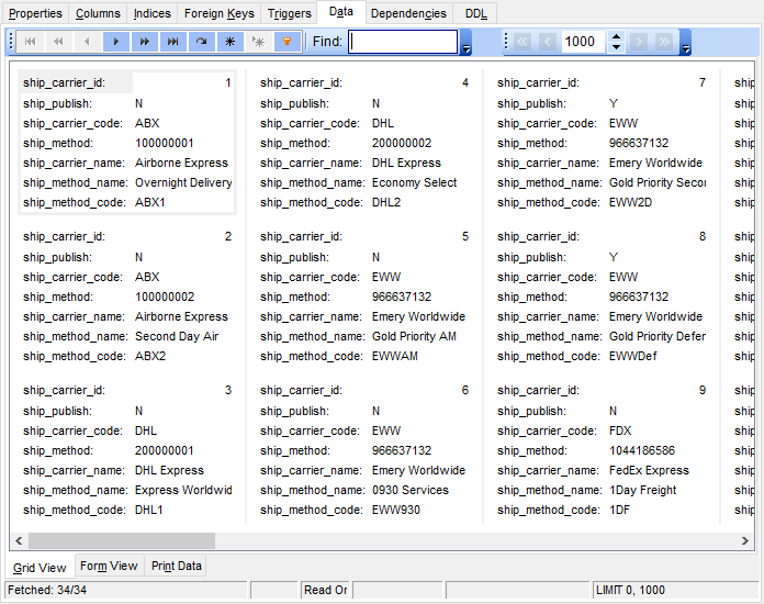 Data View - Grid View - Working in card view mode