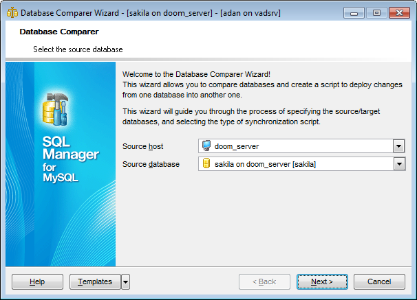 Database Comparer Wizard - Select the source database