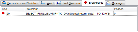 Function debugger - Debug info - Breakpoints