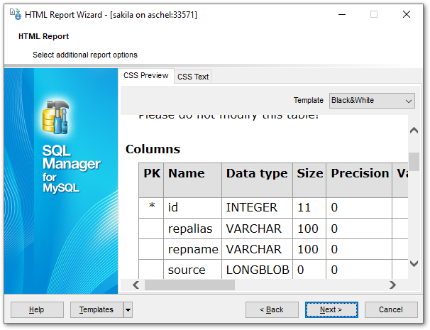 HTML Report - Specifying CSS Preview