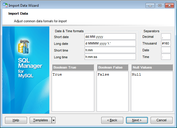 Import Data - Adjusting data formats