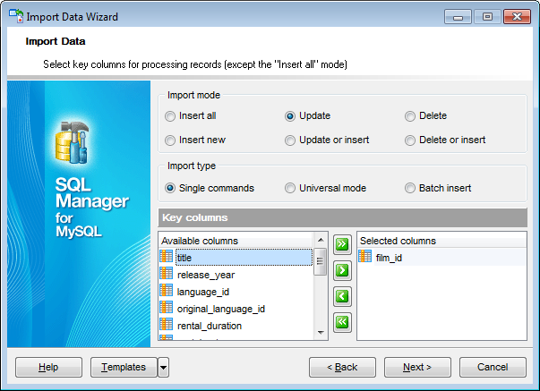 Import Data - Setting import mode