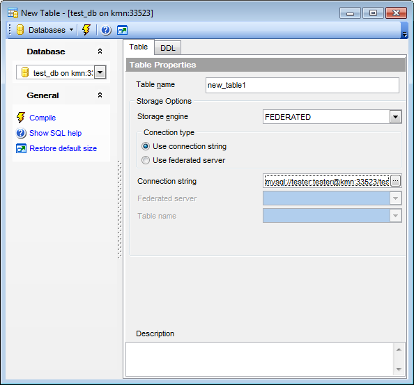 New Table - Setting table properties_federated