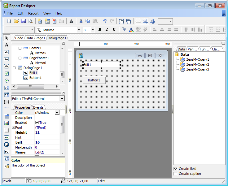 Report Designer - Adding dialog form