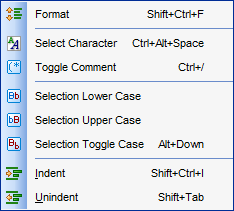 SQL Script Editor - Popup Menu - Quick code