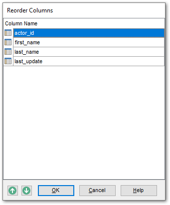 Table Editor - Changing fields order