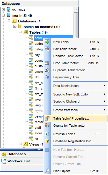 Using context menus - Object context menu