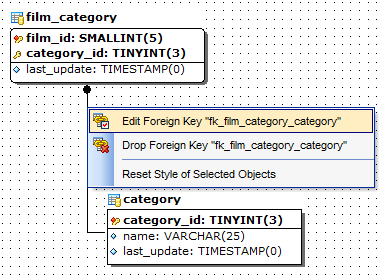 VDBD - Creating relations - Context menu