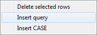 Visual Query Builder - Selection field menu